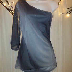 One Shoulder Smoky Shimmery Blouse